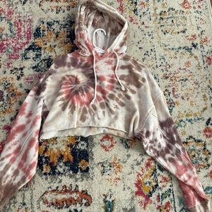 women’s small tie dyed cropped hoodie